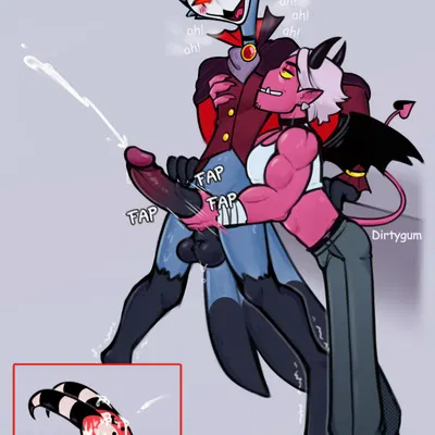 blitzo (helluva boss), stolas (helluva boss) (hellaverse, helluva boss) created by dirtygum