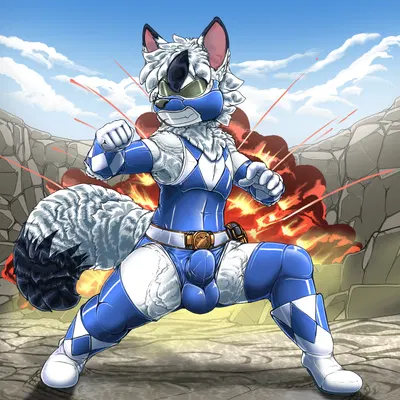 blue ranger, rush the wolf (power rangers) created by kitsune youkai