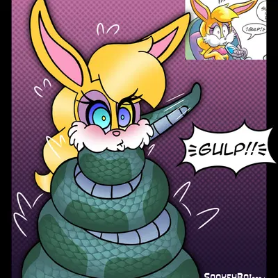 bunnie rabbot, kaa (jungle book) (archie comics, sega) created by snakeythingy