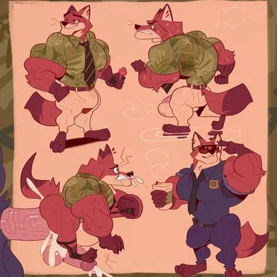 chief bogo, nick wilde (disney, zootopia) created by vaniwall