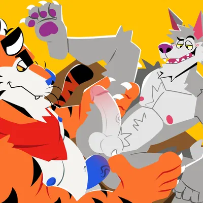 chip the wolf, tony the tiger (cookie crisp, frosted flakes) created by tysonvortex