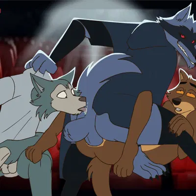 death (puss in boots), legoshi (beastars), mr. wolf (the bad guys) (beastars, dreamworks) created by ai assisted, ai generated background