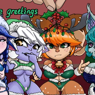 earnest elf tristana (lol), lulu (lol), poppy (lol) (christmas, league of legends) created by nightlydayart