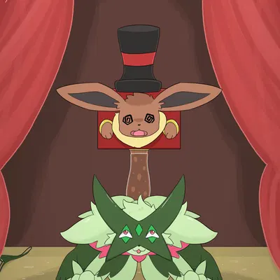 eevee (snappy snaz), flora (snappy snaz) (nintendo, pokemon) created by dengon