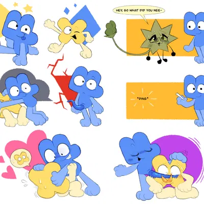 fan character, four (bfb), x (bfb) (battle for dream island, object shows) created by clockstops3am