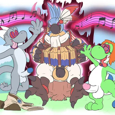 fan character, kass (tloz), notmolo (yoshi) (breath of the wild, mario bros) created by soul-silver-dragon