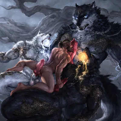 fenrir (mythology), hati (mythology), skoll (mythology) (european mythology, mythology) created by s anima