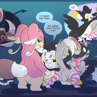 flashy (darkyplz), lytte (audino), thief minccino (nintendo, pokemon) created by wolfluffyfly