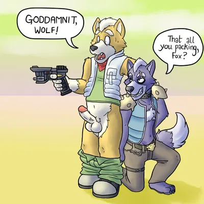 fox mccloud, wolf o'donnell (nintendo, star fox) created by blueballs