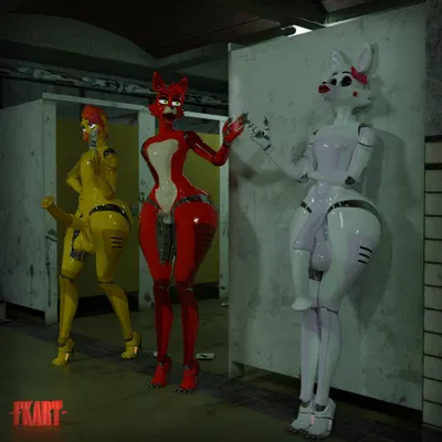 foxy (fnaf), mangle (fnaf), toy chica (fnaf) (five nights at freddy's, five nights at freddy's 2) created by freekiller