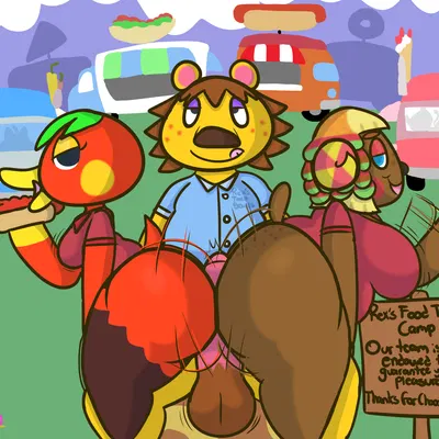 frita (animal crossing), ketchup (animal crossing), rex (animal crossing) (animal crossing, nintendo) created by klutzatdusk