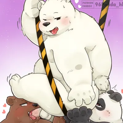 grizzly (we bare bears), ice bear (we bare bears), panda (we bare bears) (cartoon network, we bare bears) created by 96panda