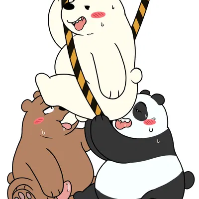 grizzly (we bare bears), ice bear (we bare bears), panda (we bare bears) (cartoon network, we bare bears) created by 96panda