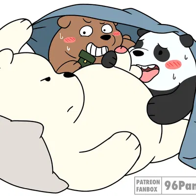 grizzly (we bare bears), ice bear (we bare bears), panda (we bare bears) (cartoon network, we bare bears) created by 96panda