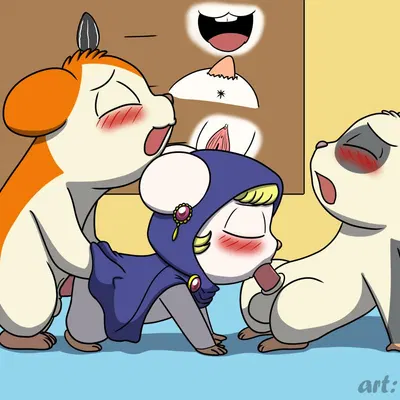 hamtaro, lapis (hamtaro), panda (hamtaro) (hamtaro (series)) created by caluriri