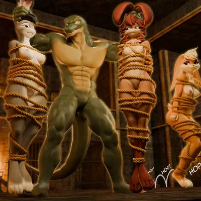 judy hopps, lizard (petruz), lola bunny (disney, looney tunes) created by nobledragon12