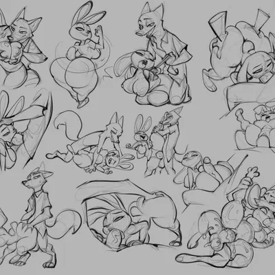 judy hopps, nick wilde (disney, zootopia) created by bigdad