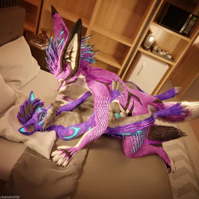 juniper (fuzzysmore), ray (lucawolfsky) created by dragonplayer