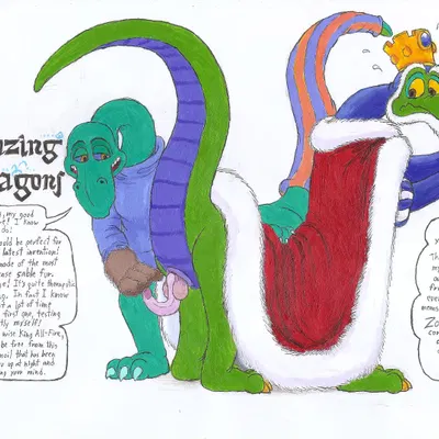 king allfire, squire flicker (blazing dragons, mythology) created by rufe squirrel