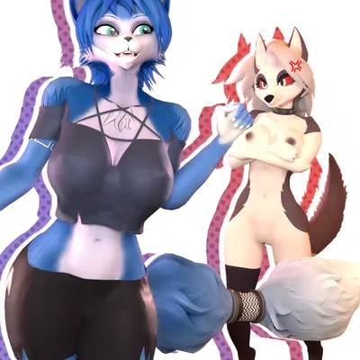 krystal (star fox), loona (helluva boss), warfare krystal (hellaverse, helluva boss) created by imrs 21