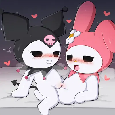 kuromi, my melody (onegai my melody, sanrio) created by 0227