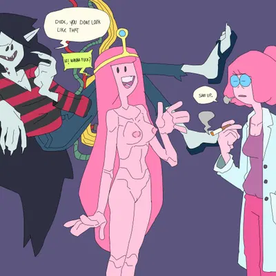 marceline abadeer, p-bot, princess bubblegum (adventure time, cartoon network) created by peeppepi