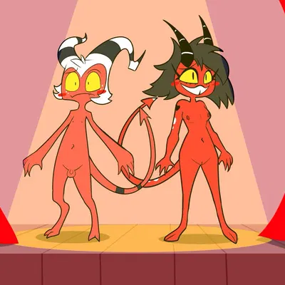 millie (helluva boss), moxxie (helluva boss) (hellaverse, helluva boss) created by birbpan