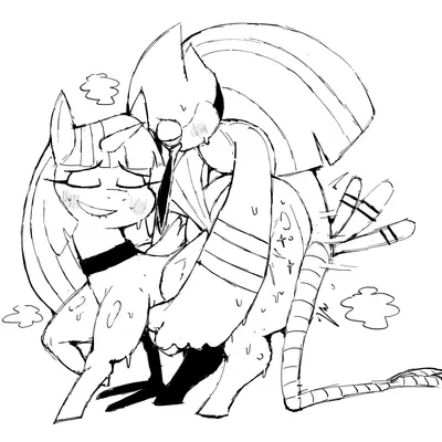 mordecai (regular show), twilight sparkle (mlp) (cartoon network, friendship is magic) created by ferretidk