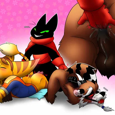 ratchet (ratchet and clank), rocket raccoon, sheriff mao mao mao (cartoon network, guardians of the galaxy) created by randoramble