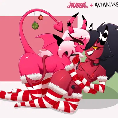 sallie may (helluva boss), verosika mayday (christmas, hellaverse) created by avianaress, impmussa