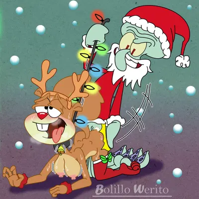 sandy cheeks, squidward tentacles (christmas, nickelodeon) created by bolillo werito