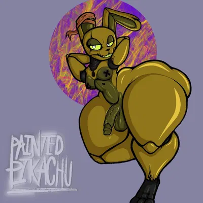 springtrap (fnaf) (five nights at freddy's, five nights at freddy's 3) created by paintedpikachu