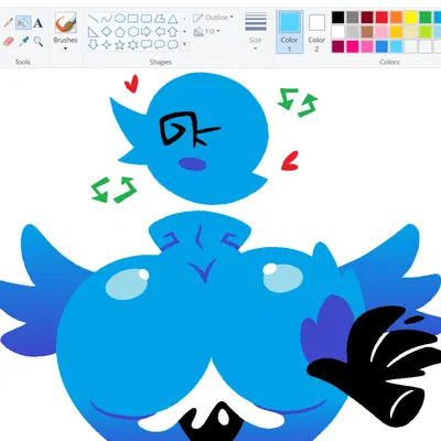 twitter bird (microsoft, microsoft paint (copyright)) created by jjoyplus