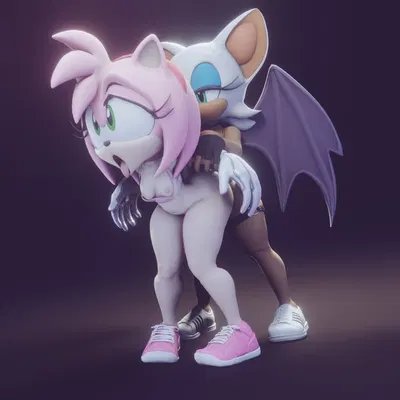 amy rose, rouge the bat (sega, sonic the hedgehog (series)) created by lia3d