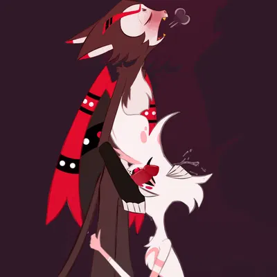 angel dust, husk (hazbin hotel) (hazbin hotel, hellaverse) created by catsnotart