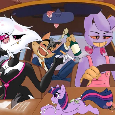 angel dust, jax (tadc), rocky rickaby (comfort character car, disney) created by risu pachirisu