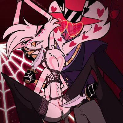 angel dust, valentino (hazbin hotel) (hazbin hotel, hellaverse) created by yummynommyy