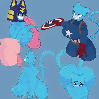 ankha (animal crossing), captain america, nicole watterson (animal crossing, cartoon network) created by vattarena