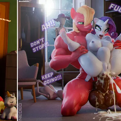 apple bloom (mlp), applejack (mlp), big macintosh (mlp) (friendship is magic, hasbro) created by degen3d