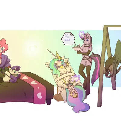 applejack (mlp), fluttershy (mlp), gertrude (mlp) (friendship is magic, hasbro) created by yiffy1234