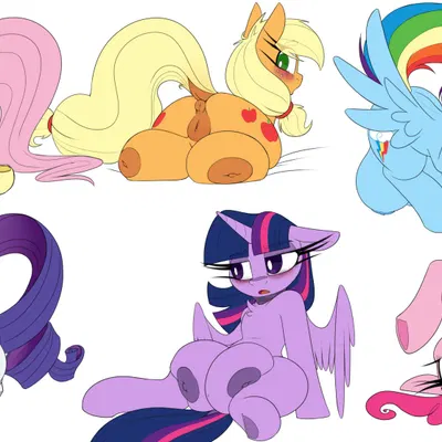 applejack (mlp), fluttershy (mlp), pinkie pie (mlp) (friendship is magic, hasbro) created by lockheart
