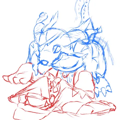 axl shoutmon, garabumon (bandai namco, digimon) created by heibanhikaru