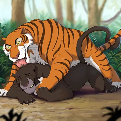 bagheera (jungle book), shere khan (disney, the jungle book) created by reallynxgirl