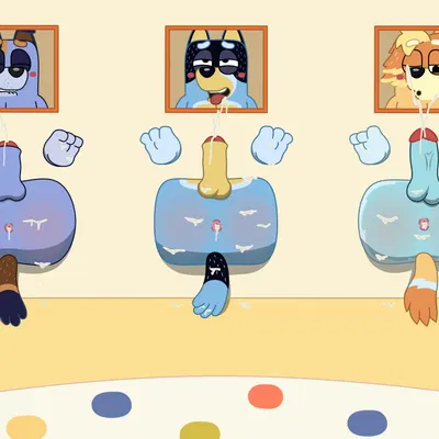 bandit heeler, radley heeler, stripe heeler (bluey (series)) created by reggie rakun