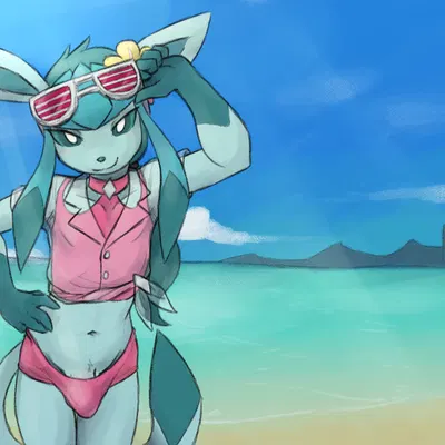 beach style glaceon, sealer (sealer4258) (nintendo, pokemon) created by sealer4258