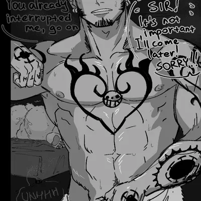 bepo (one piece), trafalgar law (one piece) created by nekokat42