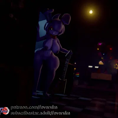 bonfie (cryptiacurves), bonnie (fnaf) (five nights at freddy's, fredina's nightclub) created by feversfm