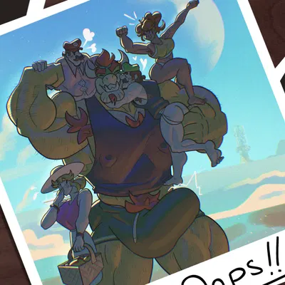 bowser, luigi, mario (bowser day, mario bros) created by vaniwall