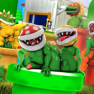 bowser, moonwulf (character), petey piranha (mario bros, nintendo) created by moonwulf