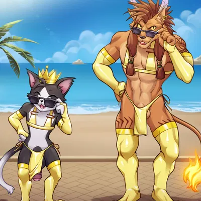 cait sith (ff7), red xiii (celtic mythology, european mythology) created by purplevelbeth